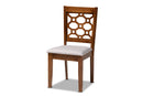 Parthenia Gray Fabric Upholstered and Walnut Brown 4Pc Dining Chair Set Baxton