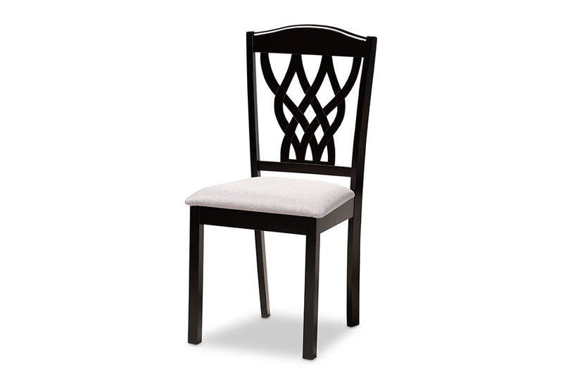 Loreto Gray Fabric Upholstered and Dark Brown 7-Piece Dining Set Baxton