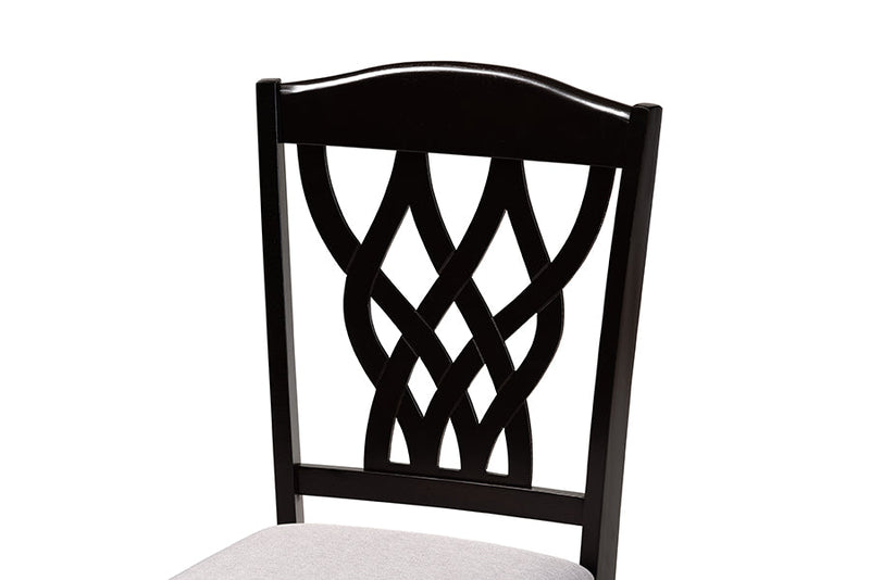 Loreto Gray Fabric Upholstered and Dark Brown 7-Piece Dining Set Baxton