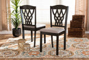 Vevina Gray Fabric Upholstered and Dark Brown 2Pc Dining Chair Set Baxton
