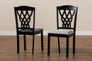 Vevina Gray Fabric Upholstered and Dark Brown 2Pc Dining Chair Set Baxton