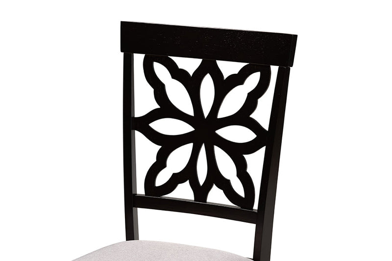 Lore Gray Fabric Upholstered and Dark Brown 2Pc Dining Chair Set Baxton