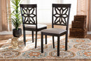 Lore Gray Fabric Upholstered and Dark Brown 2Pc Dining Chair Set Baxton