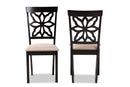 Lore Sand Fabric Upholstered and Dark Brown 2Pc Dining Chair Set Baxton