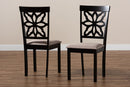 Lore Sand Fabric Upholstered and Dark Brown 2Pc Dining Chair Set Baxton