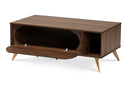 Eligah Walnut Brown and Gold Coffee Table Baxton