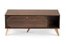 Eligah Walnut Brown and Gold Coffee Table Baxton