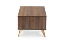 Eligah Walnut Brown and Gold Coffee Table Baxton