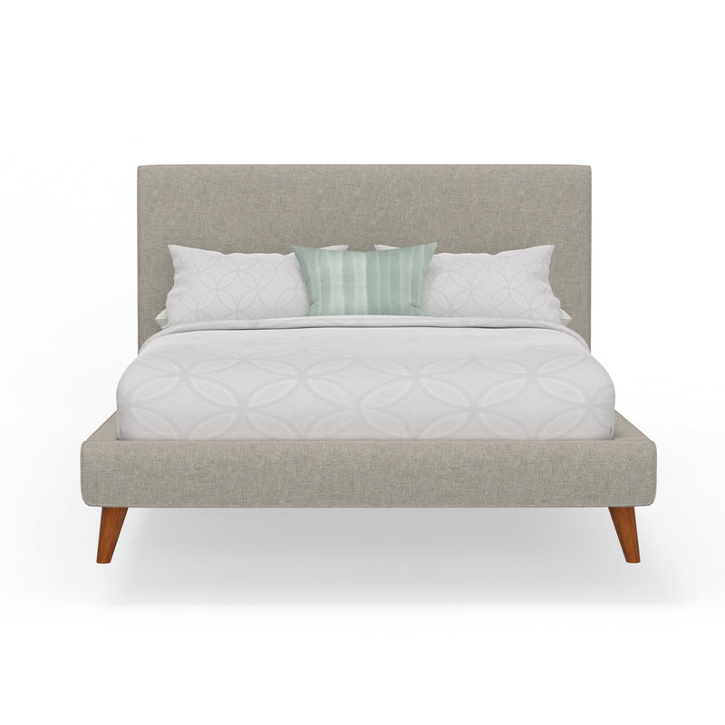 Lyra Standard King Upholstered Platform Bed, Light Grey Linen