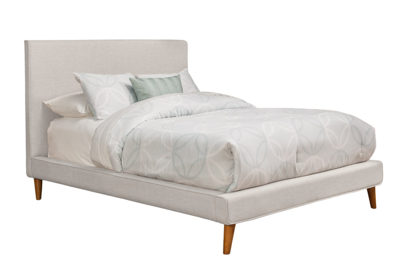 Lyra Queen Upholstered Platform Bed, Light Grey Linen