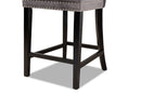Isley Gray Velvet Dark Brown 2Pc Counter Stool Set Baxton