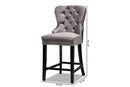 Isley Gray Velvet Dark Brown 2Pc Counter Stool Set Baxton