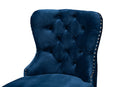 Isley Navy Blue Velvet Dark Brown 2Pc Counter Stool Set Baxton