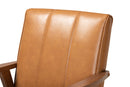 Ghina Tan Faux Leather Upholstered and Walnut Brown Lounge Chair Baxton