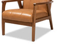 Ghina Tan Faux Leather Upholstered and Walnut Brown Lounge Chair Baxton