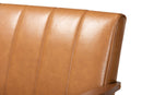 Ghina Tan Faux Leather Upholstered and Walnut Brown Loveseat Baxton