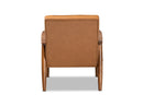 Kennedy Tan Faux Leather Upholstered and Walnut Brown Lounge Chair Baxton