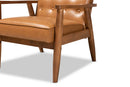 Kennedy Tan Faux Leather Upholstered and Walnut Brown Lounge Chair Baxton