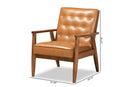 Kennedy Tan Faux Leather Upholstered and Walnut Brown Lounge Chair Baxton