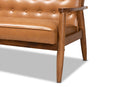 Kennedy Tan Faux Leather Upholstered and Walnut Brown Loveseat Baxton