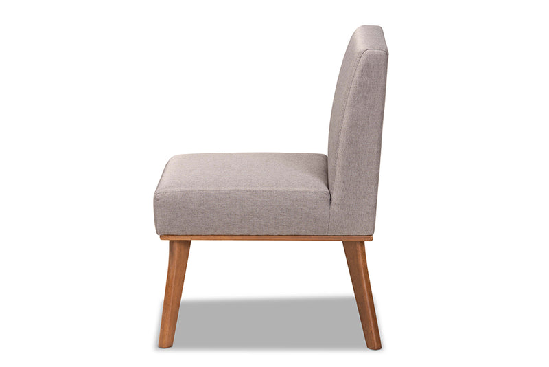 Adelie Mid-Century Modern Gray Fabric Upholstered and Walnut Brown Finished Wood Dining Chair