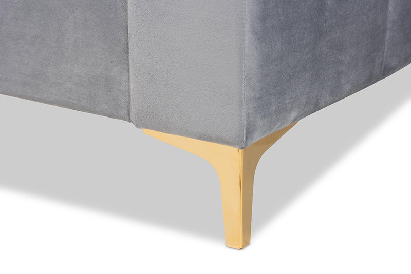 Mosa Modern Contemporary Glam and Luxe Light Gray Velvet Fabric Upholstered and Gold Finished Twin Size Daybed