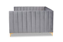 Mosa Light Gray Velvet Fabric Upholstered and Gold Finished Full Size Daybed Baxton
