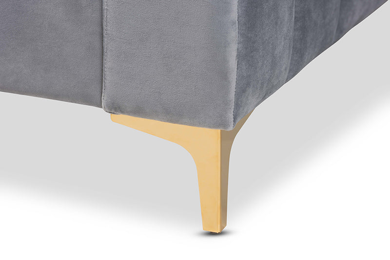 Mosa Modern Contemporary Glam and Luxe Light Gray Velvet Fabric Upholstered and Gold Finished Full Size Daybed