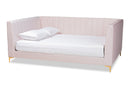 Mosa Light Pink Velvet Fabric Upholstered and Gold Finished Full Size Daybed Baxton