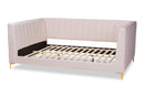 Mosa Light Pink Velvet Fabric Upholstered and Gold Finished Full Size Daybed Baxton