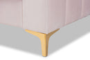 Mosa Light Pink Velvet Fabric Upholstered and Gold Finished Full Size Daybed Baxton