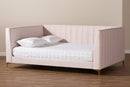 Mosa Light Pink Velvet Fabric Upholstered and Gold Finished Full Size Daybed Baxton