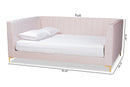 Mosa Light Pink Velvet Fabric Upholstered and Gold Finished Full Size Daybed Baxton