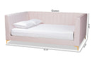 Mosa Light Pink Velvet Fabric Upholstered and Gold Finished Full Size Daybed Baxton