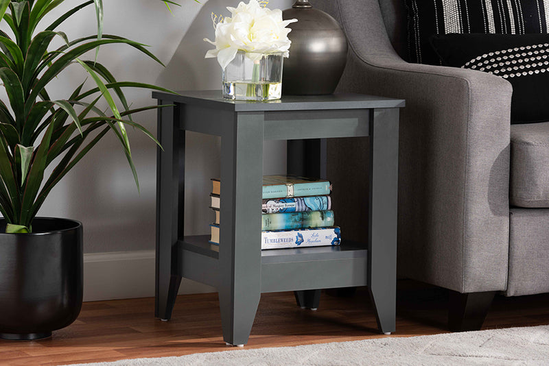 Esther Modern and Contemporary Gray Finished Wood Living Room End Table