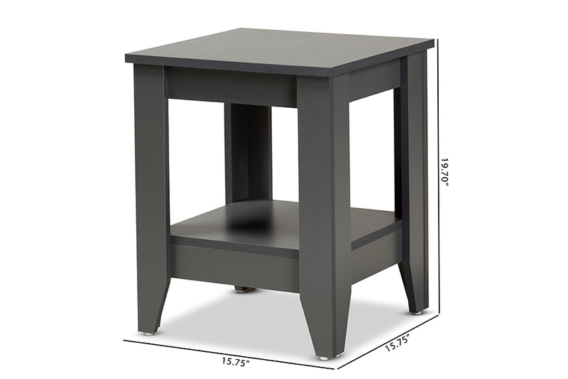 Esther Modern and Contemporary Gray Finished Wood Living Room End Table