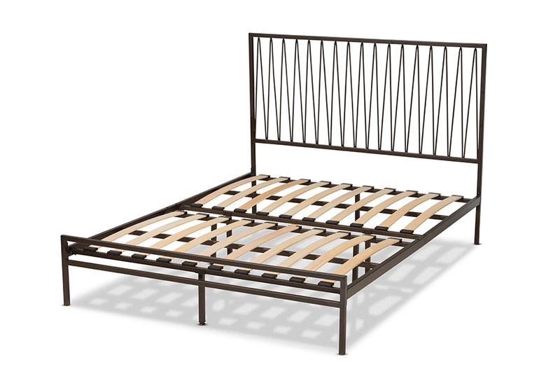 London Modern and Contemporary Black Bronze Finished Metal Full Size Platform Bed