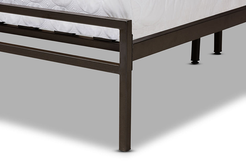 London Modern and Contemporary Black Bronze Finished Metal Full Size Platform Bed