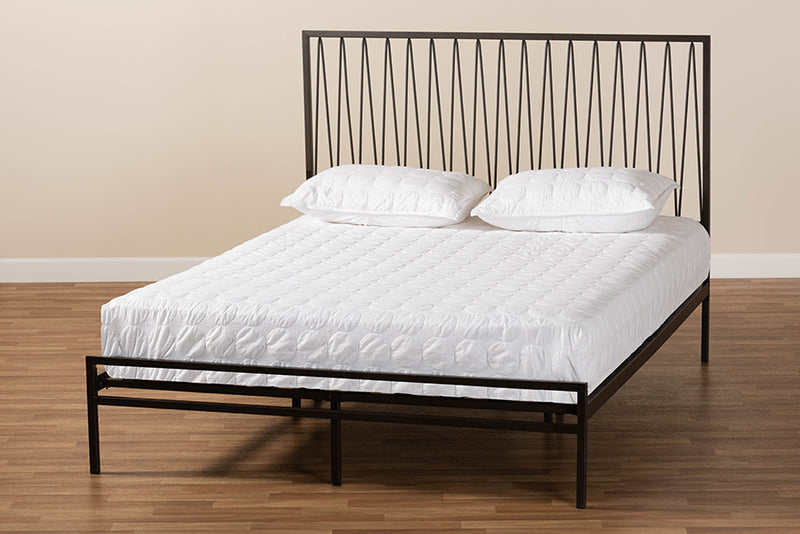 London Modern and Contemporary Black Bronze Finished Metal Full Size Platform Bed