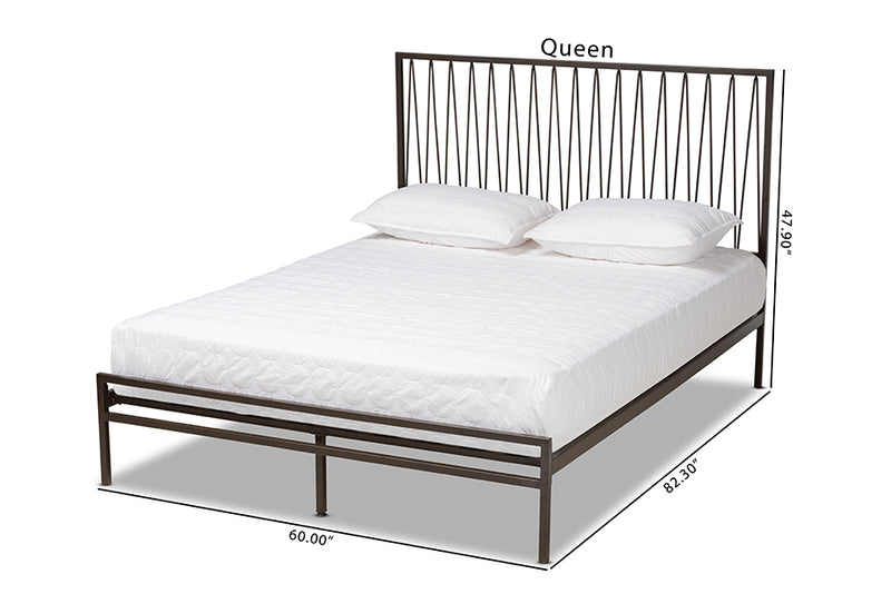 London Modern and Contemporary Black Bronze Finished Metal Full Size Platform Bed