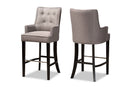 Umika Gray Fabric Dark Brown 2Pc Bar Stool Set Baxton