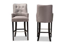 Umika Gray Fabric Dark Brown 2Pc Bar Stool Set Baxton