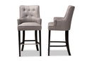 Umika Gray Fabric Dark Brown 2Pc Bar Stool Set Baxton