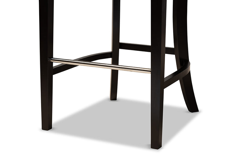 Umika Modern and Contemporary Gray Fabric Upholstered and Dark Brown Finished Wood 2-Piece Bar Stool Set