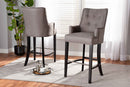 Umika Gray Fabric Dark Brown 2Pc Bar Stool Set Baxton