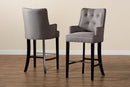 Umika Gray Fabric Dark Brown 2Pc Bar Stool Set Baxton