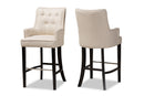 Umika Light Beige Fabric Dark Brown 2Pc Bar Stool Set Baxton