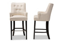 Umika Light Beige Fabric Dark Brown 2Pc Bar Stool Set Baxton