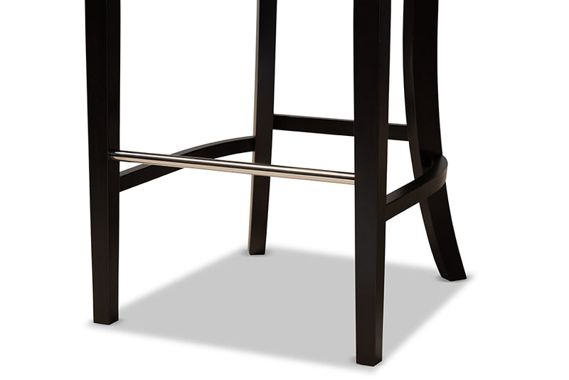 Umika Modern and Contemporary Light Beige Fabric Upholstered and Dark Brown Finished Wood 2-Piece Bar Stool Set