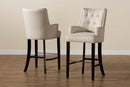 Umika Light Beige Fabric Dark Brown 2Pc Bar Stool Set Baxton